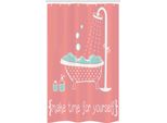 Abakuhaus Tenda Da Doccia Stretta Color Corallo, Vasca Da Bagno Con Frase Motivazionale, Set Decorativo Per Bagno In Tessuto Con Ganci, 120 X 180 Cm, Corallo E Turchese