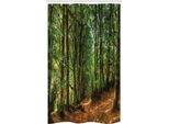 Abakuhaus Tenda Da Doccia Stretta Con Motivo Bosco, Scena Boschiva, Set Decorativo Per Bagno In Tessuto Con Ganci, 120 X 180 Cm, Verde Marrone