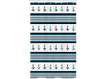 Abakuhaus Anker Tenda Da Doccia Stretta, Anchor Hipster, Set Decorativo Per Bagno In Tessuto Con Ganci, 120 X 180 Cm, Blu Nero Bianco