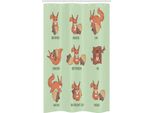 Abakuhaus Tenda Da Doccia Stretta Con Scoiattoli, Preposizioni Educative, Set Decorativo Per Bagno In Tessuto Con Ganci, 120 X 180 Cm, Verde Chiaro Pesca Scuro