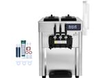 SucceBuy Kommerzielle Eismaschine 18–28 L/h, 3 Geschmacksrichtungen, Softeismaschine mit 2 x 5,5 L Trichtern, LCD-Bedienfeld, Automatische Vorkühlung und Reinigung, geeignet für Joghurt, Kaffee, Imbiss und Restaurant