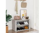 The Living Store Scarpiera In Cemento Grigio 75X35X45 Cm Materiale In Legno