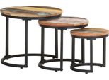 The Living Store Tavolini 3 Pezzi. Legno Massiccio Riciclato