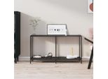 The Living Store Consolle Nera 140X35X75,5 Cm In Vetro Temperato