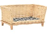 The Living Store Cestino Per Cani Con Cuscino 50X33X30 Cm In Vimini Naturale