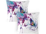 Abakuhaus Federa Per Cuscino Butterfly Confezione Da 2, Stampa Acquerello Disegno Di Farfalla Energia Dell'anima Arte Moderna Decorazione, Federa Per Cuscino Stampata Decorativa, 80X80 Cm, Multicolore