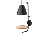 Lampada Da Parete Moderna Nera Opaca Con Mensola In Legno Con Interruttore Per Soggiorno Camera Da Letto 1Xe27 15W Azome Rabalux