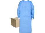 Camice Medico M, Non Sterile, Blu, Con Polsini, Con Nastri Per Allacciare (Tessuto Non Tessuto Sms 35 G/M²), 50 Pezzi
