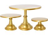 Set Di 3 Alzate Per Torte, Dessert, Dolci, Colore Oro, Alzate Per Torte In Metallo