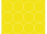 Adesivi Rotondi, Diametro 12 Cm, Pois, 12 Pezzi, Giallo Brillante