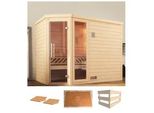 Sauna WEKA Turku Eck 2, beige (natur), ohne Ofen, (ohne Ofen), Saunen, ohne Ofen