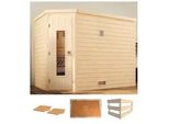 Sauna WEKA Turku Eck 2, beige (natur), ohne Ofen, (ohne Ofen), Saunen, ohne Ofen