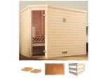 Sauna WEKA Turku Eck 2, beige (natur), ohne Ofen, (ohne Ofen), Saunen, ohne Ofen