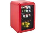 HANSEATIC Getränkekühlschrank HBC68ERRH, Energieeffizienz: E (A-G), silber (rot), B:44cm H:68cm T:47,5cm, Kühlschränke