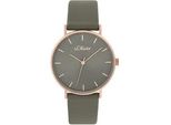 Quarzuhr S.OLIVER, grau, Armbanduhren, Damen, Quarzuhr, Armbanduhr, Damenuhr, analog, Lederarmband