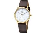 Solaruhr REGENT, gold (braun, goldfarben), Armbanduhren, Damen, Armbanduhr, Damenuhr, Lederarmband, analog