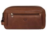 Kulturbeutel PIKÉ, Herren, Gr. B/H/T: 26cm x 13cm x 12cm onesize, braun, Leder, leicht glänzend, unifarben, Taschen Kulturbeutel, echt Leder
