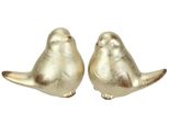 Dekofigur I.GE.A. Vogel aus Keramik, gold, B:14cm H:12cm, Keramik, Dekofiguren, Dekofigur, 2er Set Ornament Statue Tierfigur Skulptur Dekovogel Vogelfigur