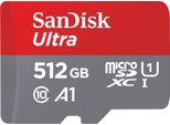 SANDISK Speicherkarte Ultra microSDXC, grau (grau, rot), 512 GB, Speicherkarten, Speicherkarte