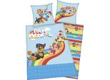 Kinderbettwäsche PAW PATROL Lets Roll, blau, B/L: 135cm x 200cm, 1 Stk., 1 Stk., Linon, B/L: 80cm x 80cm, Linon, Obermaterial: 100% Baumwolle, Bettwäsche, Kinderbettwäsche, mit tollem Paw Patrol Motiv