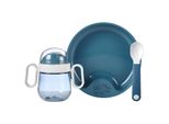 Kindergeschirr-Set MEPAL Babygeschirr Mio 3er Set, blau (tiefblau), Kunststoff, Geschirr-Sets, Kindergeschirr-Set