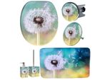 Badaccessoire-Set SANILO Pusteblume, blau (türkis), MDF, Badaccessoires-Sets, Badaccessoire-Set