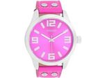 Quarzuhr OOZOO, pink, Armbanduhren, Damen, Quarzuhr, Armbanduhr, Damenuhr, Herrenuhr, Lederarmband, Ø 46mm