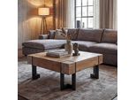 Tavolino HWC-A15, Tavolo Da Salotto, Legno Massiccio Di Abete Rustico Mvg ~ Colore Naturale 70X70Cm