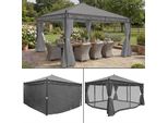 Pergola Cadiz, Padiglione Da Giardino, Struttura Robusta Da 7 Cm Con Parete Laterale + Zanzariera ~ Grigio 4X4M