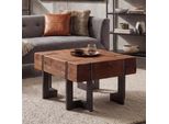 Tavolino HWC-A15, Tavolo Da Salotto, Legno Massiccio Di Abete Rustico Mvg ~ Marrone 60X60Cm