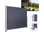 Tenda Da Sole Laterale Wolketon-160 X 300 Cm Antracite Resistenza Ai Raggi Uv£¬Testata Resistenza Ai Raggi Solari£¬Tenda Da Sole Laterale Per Balcone Terrazza Tenda Da Sole Estensibile