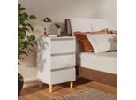 Comodino Con Gambe In Legno Massiccio Bianco Lucido 40X35X69 Cm
