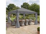 Set Di 4 Pareti Laterali Per Pergola Cadiz, Parete Laterale Di Ricambio Per Padiglione 4X4M, Poliestere ~ Grigio Chiaro