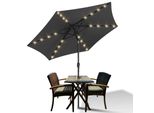 Jopassy Ombrellone Da Giardino Da 2,7 M Ombrellone Da Balcone UV40+ Resistente All'acqua Con Led Solare, Grigio, 2,7 M