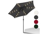 Ombrellone Jopassy 2,7 M Con Led Ombrellone Da Mercato Solare Con Manovella UV40+ Ombrellone Da Esterno Terrazze, Grigio, 2,7 M