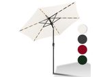 Ombrellone Jopassy 2,7 M Con Led Ombrellone Da Mercato Solare Con Manovella UV40+ Ombrellone Da Esterno Terrazze, Beige, 2,7 M