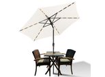 Jopassy Ombrellone Da Giardino Da 2,7 M Ombrellone Da Balcone UV40+ Resistente All'acqua Con Led Solare, Beige, 2,7 M