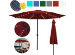 Tolletour Ombrellone Da Giardino Da 3,5 M Ombrellone Da Balcone UV40+ Giardino Idrorepellente Con Led Solare, Rosso, 3,5 M