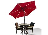 Ombrellone Jopassy 2,7 M Con Led Ombrellone Da Mercato Solare Con Manovella UV40+ Ombrellone Da Esterno Terrazze, Rosso, 2,7 M