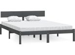 Vidaxl Letto In Legno Massiccio Pino Grigio 140X200 Cm