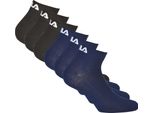 Fila Unisex Quarter Socks, Confezione Da 6 - Calze Corte, Allenamento, Sport, Logo (2X 3 Paia) Nero/Blu 39-42