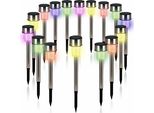 Monzana 16X Led Faretti Outdoor Luce Solare 36Cm Sensore Crepuscolare Da Giardino Multicolore