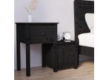 Vidaxl Comodino Nero 79,5X38X65,5 Cm In Legno Di Pino Massiccio