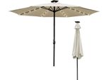 Jopassy Ombrellone Da 2,7 M UV40+ Inclinabile Protezione Solare Ombrellone Da Giardino Ombrellone Da Spiaggia Led Solare, Beige