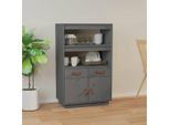 Vidaxl Credenza Grigia 67X40X108,5 Cm In Legno Di Pino Massiccio