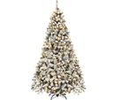 Costway 225Cm Albero Di Natale Artificiale Con Neve Incl. 1010 Aghi In Pvc, 450 Luci Led Bianco Caldo E Supporto In Metallo, Abete, Albero Di Natale, Bianco