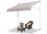Fiqops Tenda Da Sole Per Balcone A Braccio Pieghevole Tenda Da Sole A Pinza Tenda Da Sole Per Balcone 2,5M, Beige