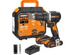 Trapano Avvitatore A Batteria Worx Nitro 20V 60Nm WX102, Motore Brushless, Incluso Valigetta, 2 Batterie Da 2Ah E Caricabatterie