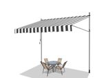 Jiubiaz Tenda Da Sole Tenda Da Sole Con Morsetti Tenda Da Sole Per Balcone Tende Da Sole Resistenti Ai Raggi Uv Tenda Da Sole Con Braccio Articolato Bianco Grigio 1,5 M