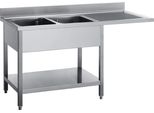 Lavello Gastro M Doppia Vasca Sinistra Spazio Per Lavastoviglie Lunghezza 160 Cm